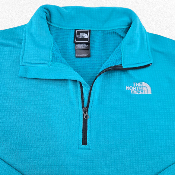 The North Face Turquoise Blue TKA Glacier Quarter Zip Fleece Pullover Size Large - Picture 4 of 9